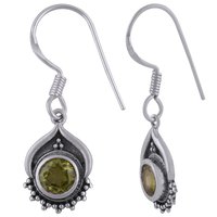 Peridot Natural Gemstone 925 Sterling Solid Silver Round Cut Stone Handmade Earrings