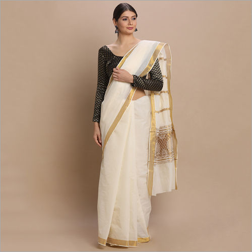 Kerala Kasavu with Jacquard Pallu and Tissue Border Sarees