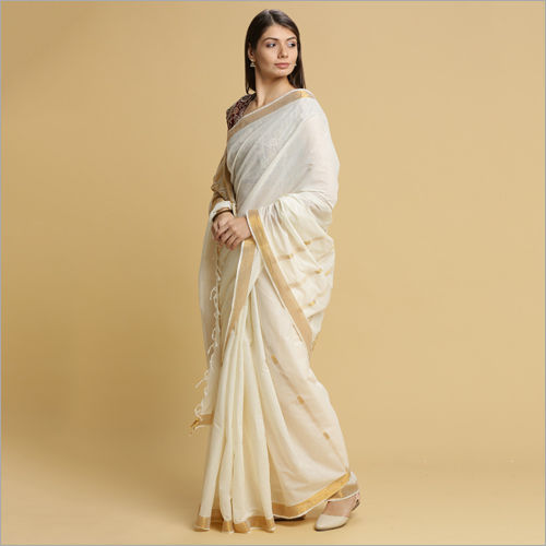 Kerala Kasavu with 24 inch Gold Zari Jacquard Pallu and Tissue Border Sarees