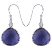 Chalcedony Blue Natural Gemstone 925 Sterling Solid Silver Round Cut Stone Handmade Earrings
