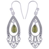 Peridot Natural Gemstone 925 Sterling Solid Silver Pear Drop Cut Stone Handmade Earrings