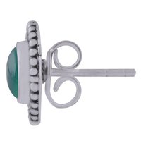 Green Onyx Natural Gemstone 925 Sterling Solid Silver Round Cabochon Stone Handmade Stud Earrings
