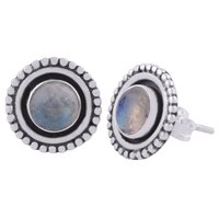 Green Onyx Natural Gemstone 925 Sterling Solid Silver Round Cabochon Stone Handmade Stud Earrings