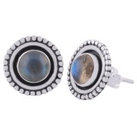 Green Onyx Natural Gemstone 925 Sterling Solid Silver Round Cabochon Stone Handmade Stud Earrings