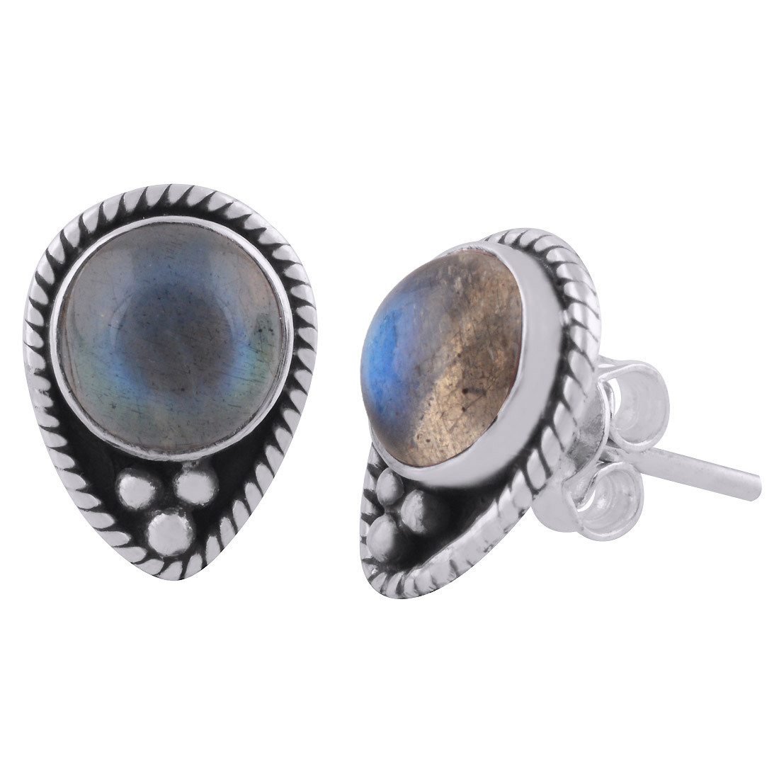 Tiger Eye Natural Gemstone 925 Sterling Solid Silver Round Cabochon Stone Handmade Stud Earrings