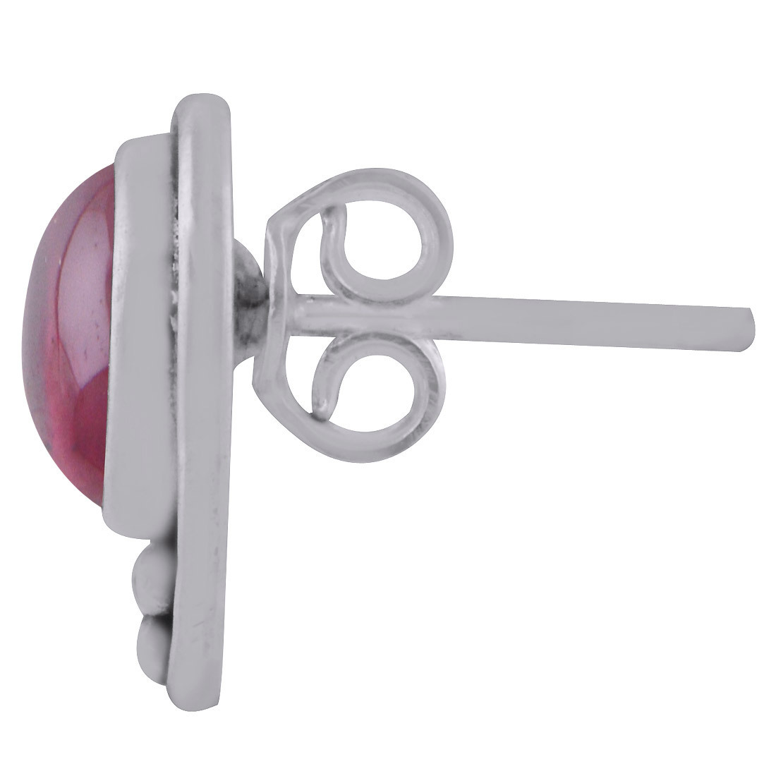 Garnet Natural Gemstone 925 Sterling Solid Silver Round Cabochon Stone Handmade Stud Earrings