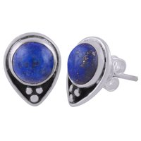 Garnet Natural Gemstone 925 Sterling Solid Silver Round Cabochon Stone Handmade Stud Earrings