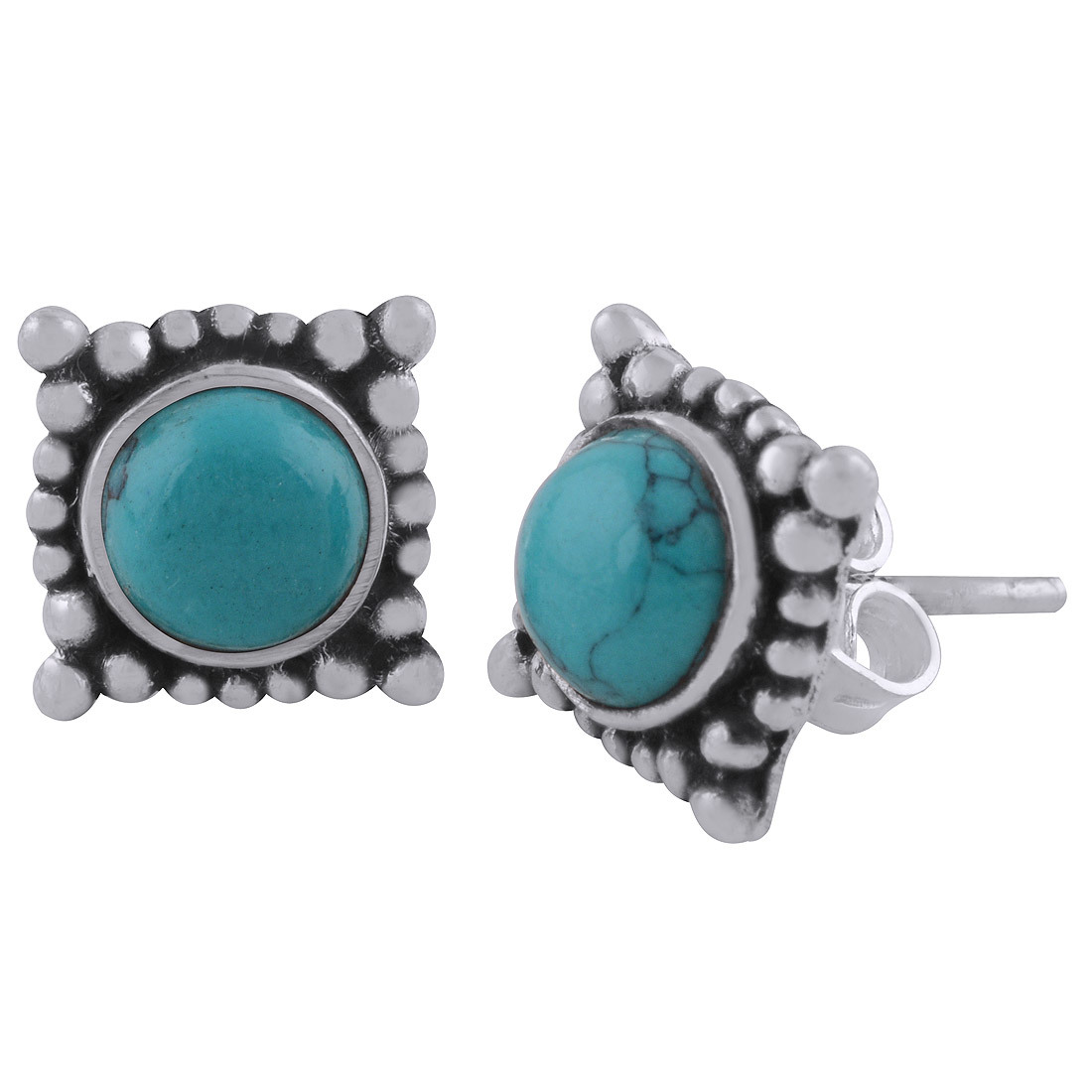 Labradorite Natural Gemstone 925 Sterling Solid Silver Round Cabochon Stone Handmade Stud Earrings