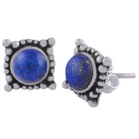 Labradorite Natural Gemstone 925 Sterling Solid Silver Round Cabochon Stone Handmade Stud Earrings