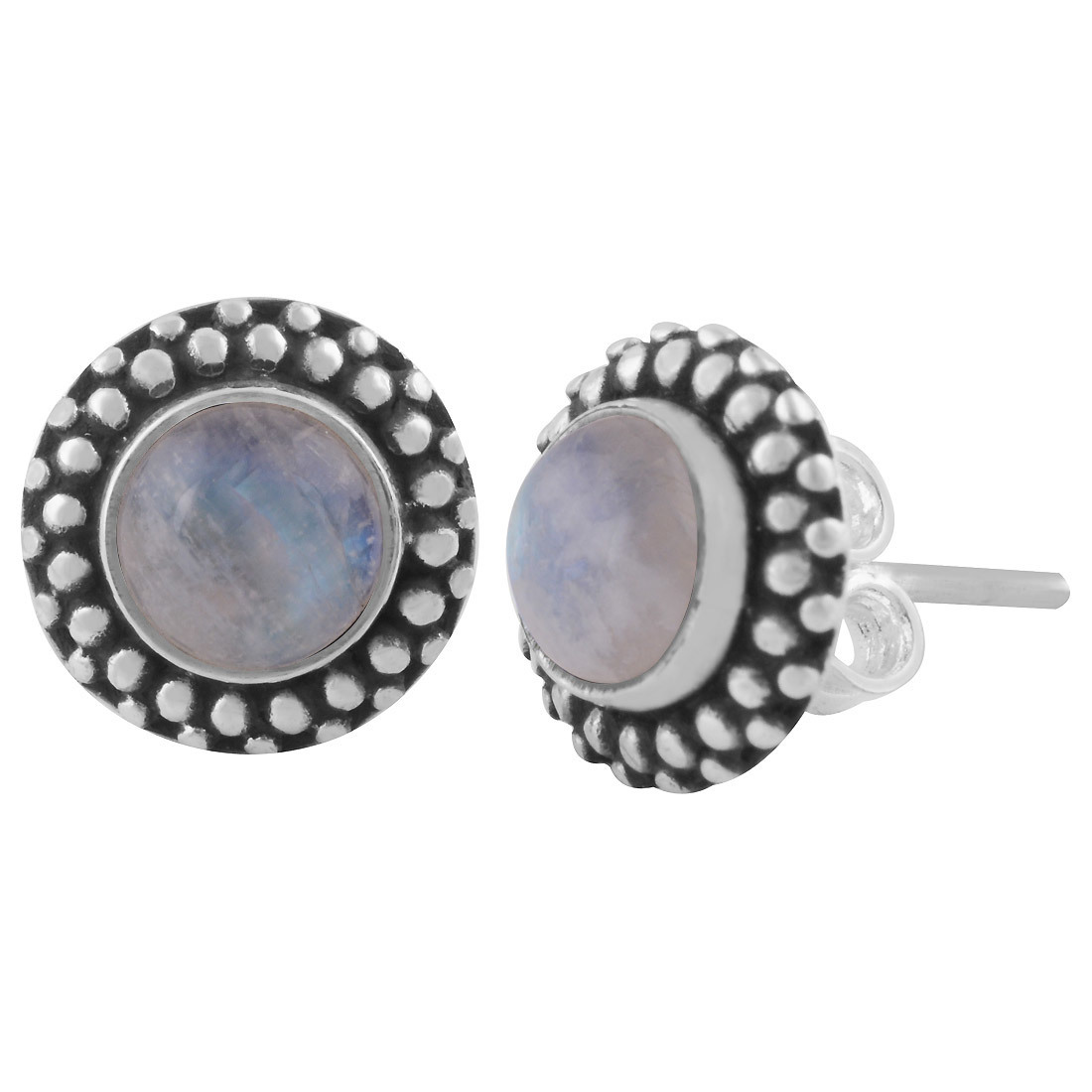 Black Onyx Natural Gemstone 925 Sterling Solid Silver Round Cabochon Stone Handmade Stud Earrings