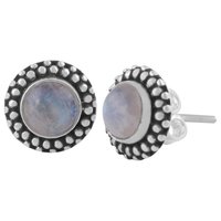 Black Onyx Natural Gemstone 925 Sterling Solid Silver Round Cabochon Stone Handmade Stud Earrings