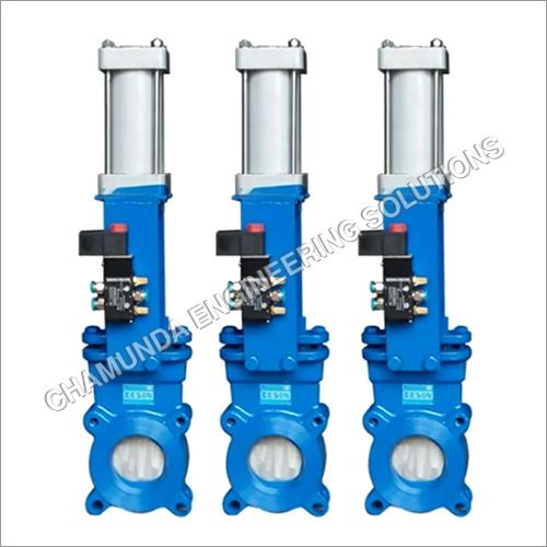 Knife Edge Gate Valve With Pneumatic Operated - Color: Blue