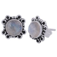 Amethyst Natural Gemstone 925 Sterling Solid Silver Round Cabochon Stone Handmade Stud Earrings