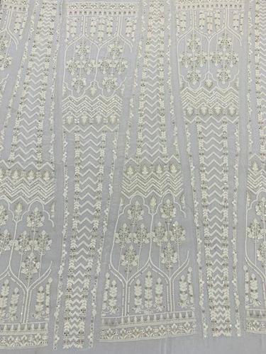 Embroidery Viscose Georgete Fabric - Viscose Georgete, Custom Length Available | Soft, Washable, Embroidered, Suitable for Garment Industries