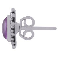 Amethyst Natural Gemstone 925 Sterling Solid Silver Round Cabochon Stone Handmade Stud Earrings