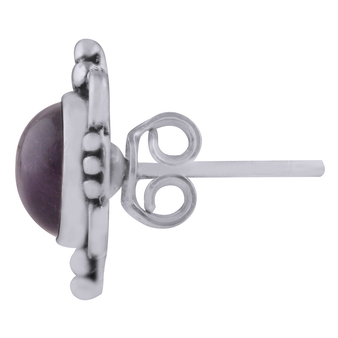 Garnet Natural Gemstone 925 Sterling Solid Silver Round Cabochon Stone Handmade Stud Earrings