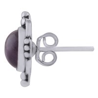 Garnet Natural Gemstone 925 Sterling Solid Silver Round Cabochon Stone Handmade Stud Earrings