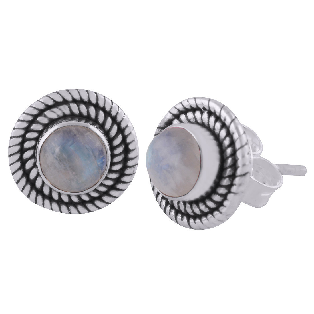 Lapis Natural Gemstone 925 Sterling Solid Silver Round Cabochon Stone Handmade Stud Earrings