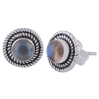 Lapis Natural Gemstone 925 Sterling Solid Silver Round Cabochon Stone Handmade Stud Earrings