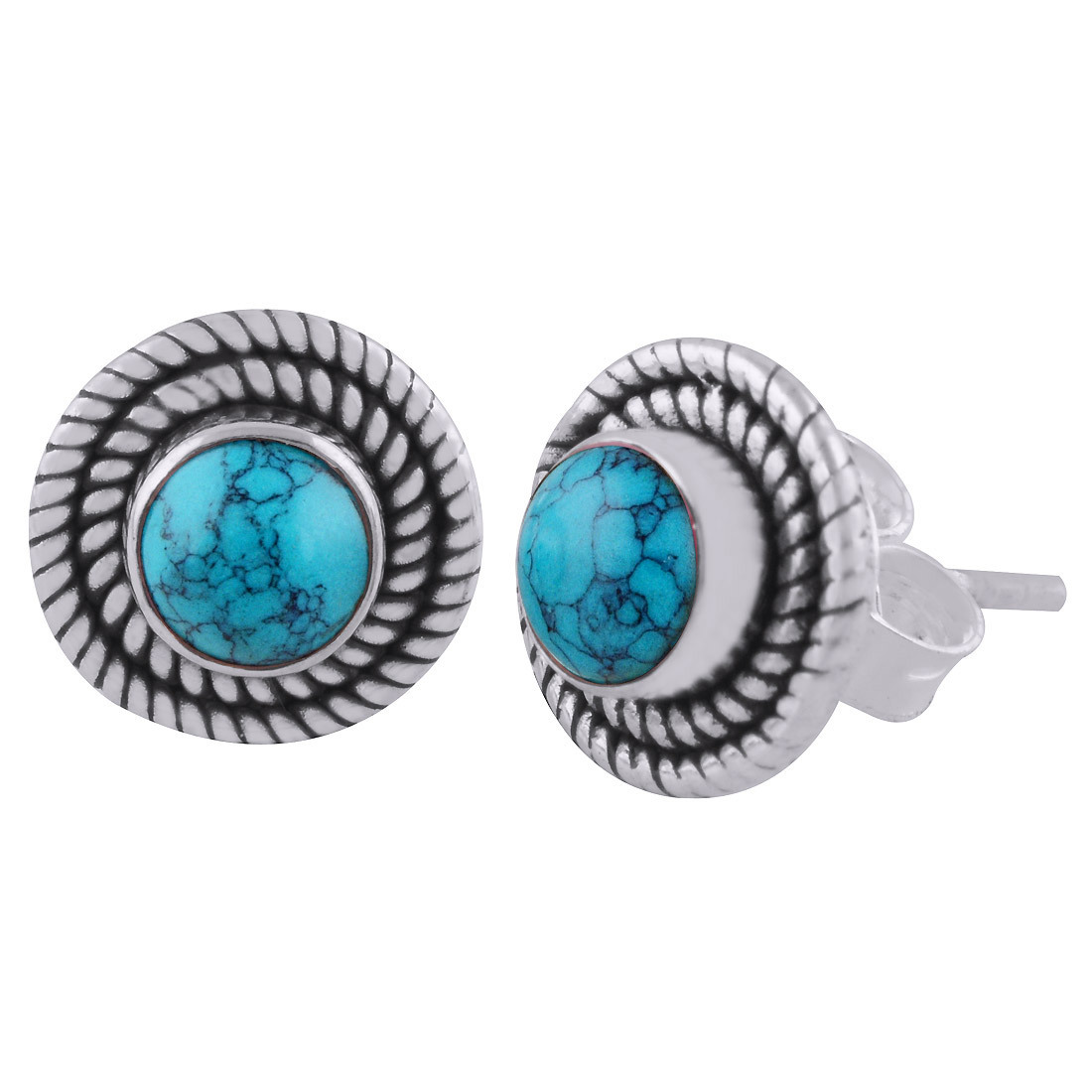 Lapis Natural Gemstone 925 Sterling Solid Silver Round Cabochon Stone Handmade Stud Earrings