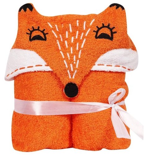 Divine Overseas Baby Boy's And Girl's Soft Cotton Animal Character Fox Hooded Towel (0-2 Years, Orange)