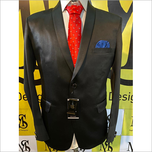 Black Satin Blazer For Party Wear