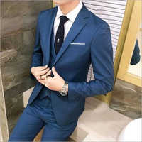 Plain Three Piece Slim Fit Blue Coat Pant