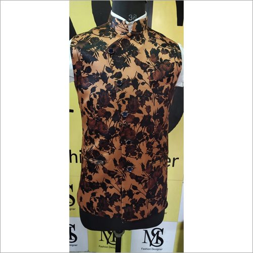Mens Satin Printed Half Jodhpuri Jacket