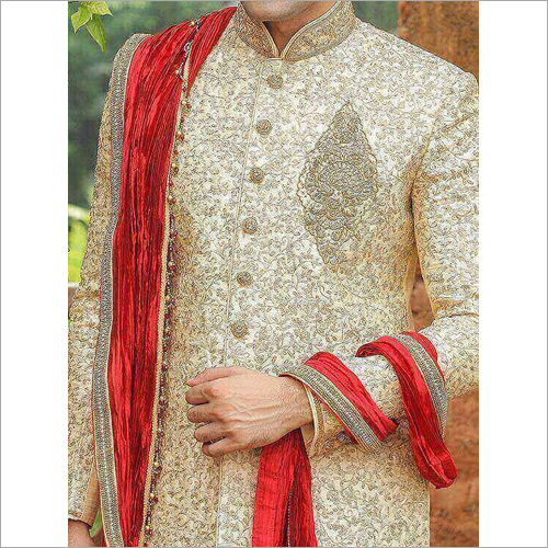 Nawabi Sharwani With Zardozi Work