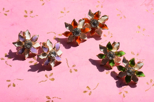 Three Shades Flower Earrings