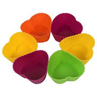 Muffin - Heart Mold - Silicone, 70x60 Mm, Multicolor | Reusable, Easy Release, 6 Heart Shaped Molds