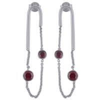 Garnet Natural Gemstone 925 Sterling Solid Silver Round Cut Stone Handmade Stud Earrings