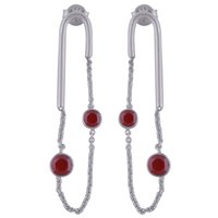 Garnet Natural Gemstone 925 Sterling Solid Silver Round Cut Stone Handmade Stud Earrings