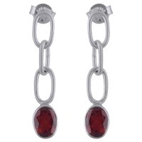 Garnet Natural Gemstone 925 Sterling Solid Silver Oval Cut Stone Handmade Stud Earrings