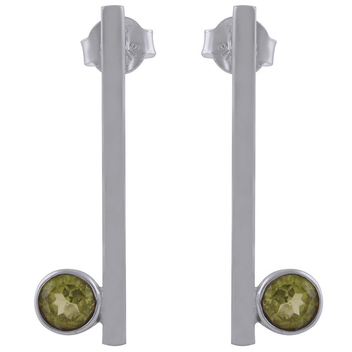 Peridot Natural Gemstone 925 Sterling Solid Silver Round Cut Stone Handmade Stud Earrings