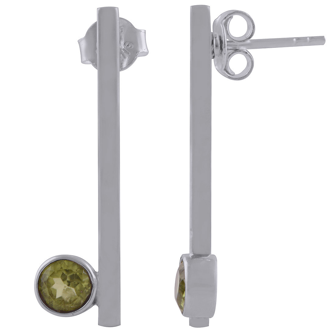 Peridot Natural Gemstone 925 Sterling Solid Silver Round Cut Stone Handmade Stud Earrings