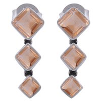 Amethyst Natural Gemstone 925 Sterling Solid Silver Square Cut Stone Handmade Stud Earrings