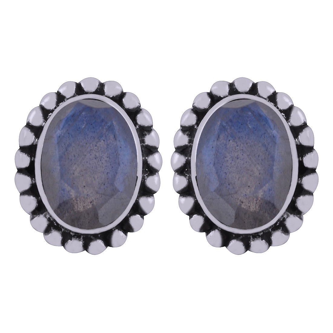 Amethyst Natural Gemstone 925 Sterling Solid Silver Oval Cut Stone Handmade Stud Earrings