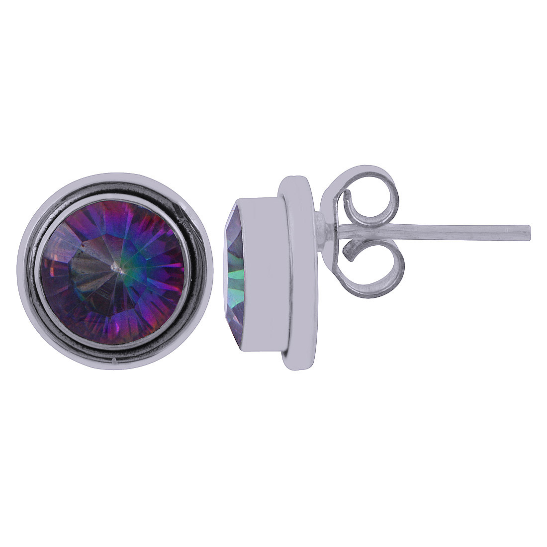 Labradorite Natural Gemstone 925 Sterling Solid Silver Round Cut Stone Handmade Stud Earrings