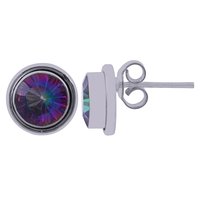 Labradorite Natural Gemstone 925 Sterling Solid Silver Round Cut Stone Handmade Stud Earrings