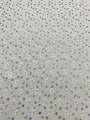 Embroidery Viscose Georgette Fabric - 44 Inch Width, Custom Length Options | Vibrant Colors, Heavy Sequence and Thread Work, Ideal for Garment Industries