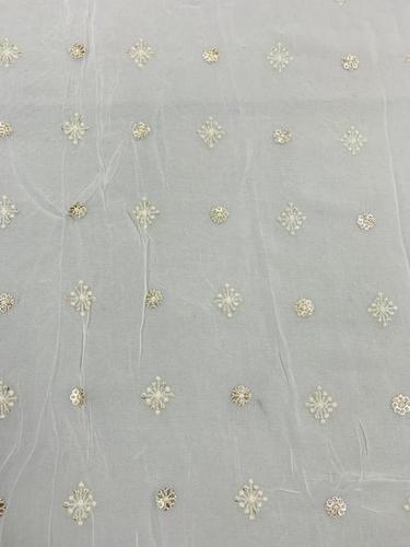 Embroidery Viscose Georgette Fabric - 44 Inch Width, Small Size Butti Design with Sequence | Exceptionally Soft, Washable, Available in Different Colors