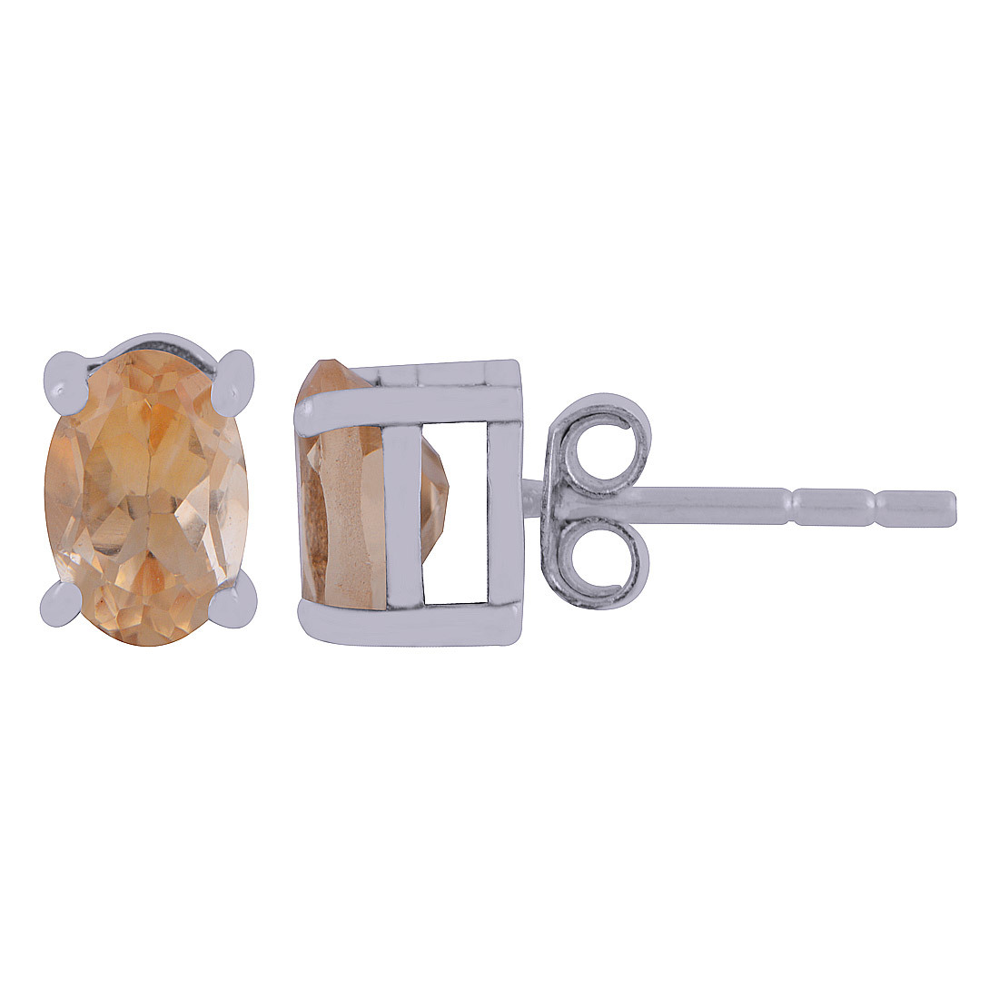 Citrine Natural Gemstone 925 Sterling Solid Silver Oval Cut Stone Handmade Stud Earrings