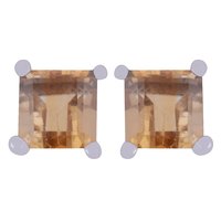 Peridot Natural Gemstone 925 Sterling Solid Silver Square Cut Stone Handmade Stud Earrings
