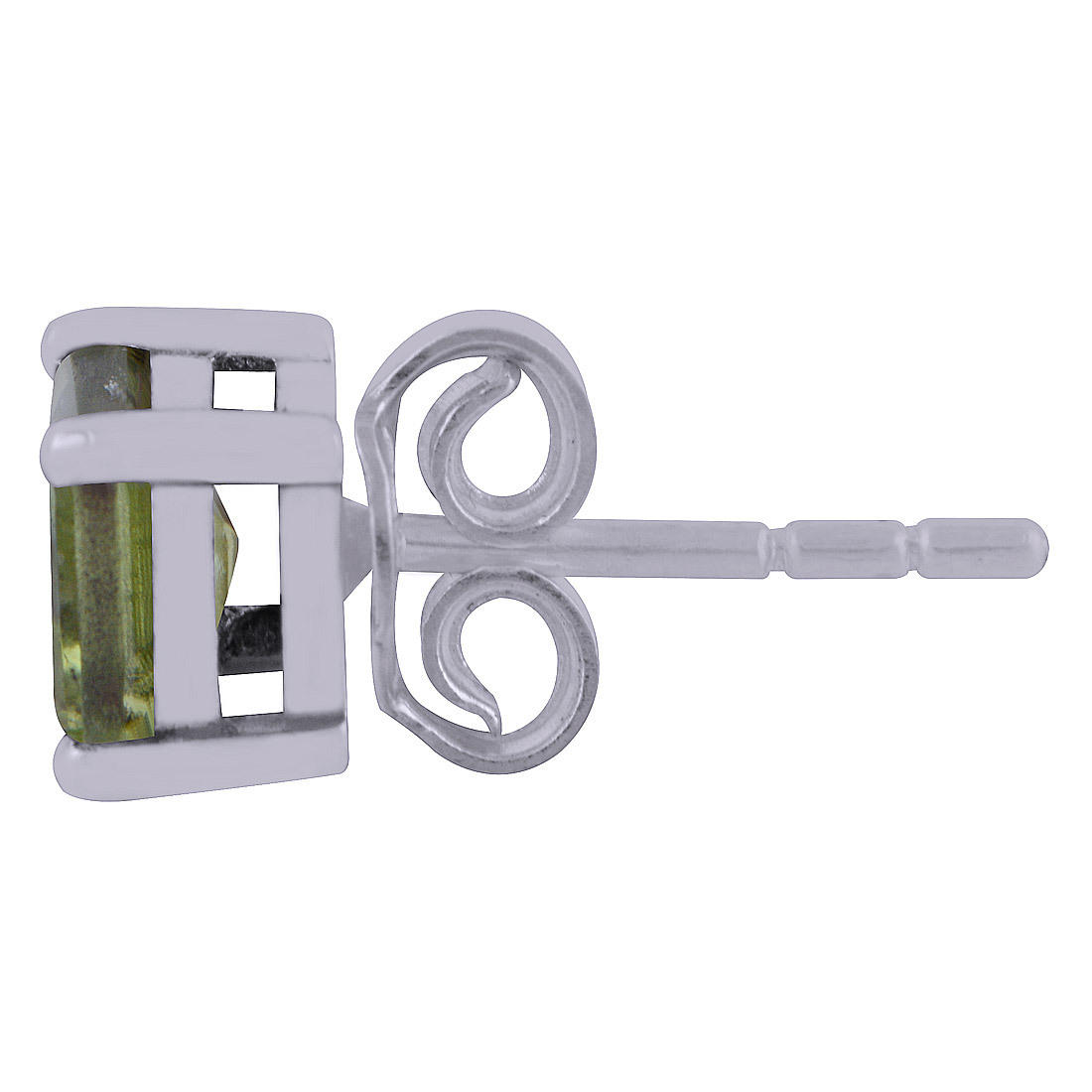 Peridot Natural Gemstone 925 Sterling Solid Silver Square Cut Stone Handmade Stud Earrings