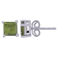 Peridot Natural Gemstone 925 Sterling Solid Silver Square Cut Stone Handmade Stud Earrings