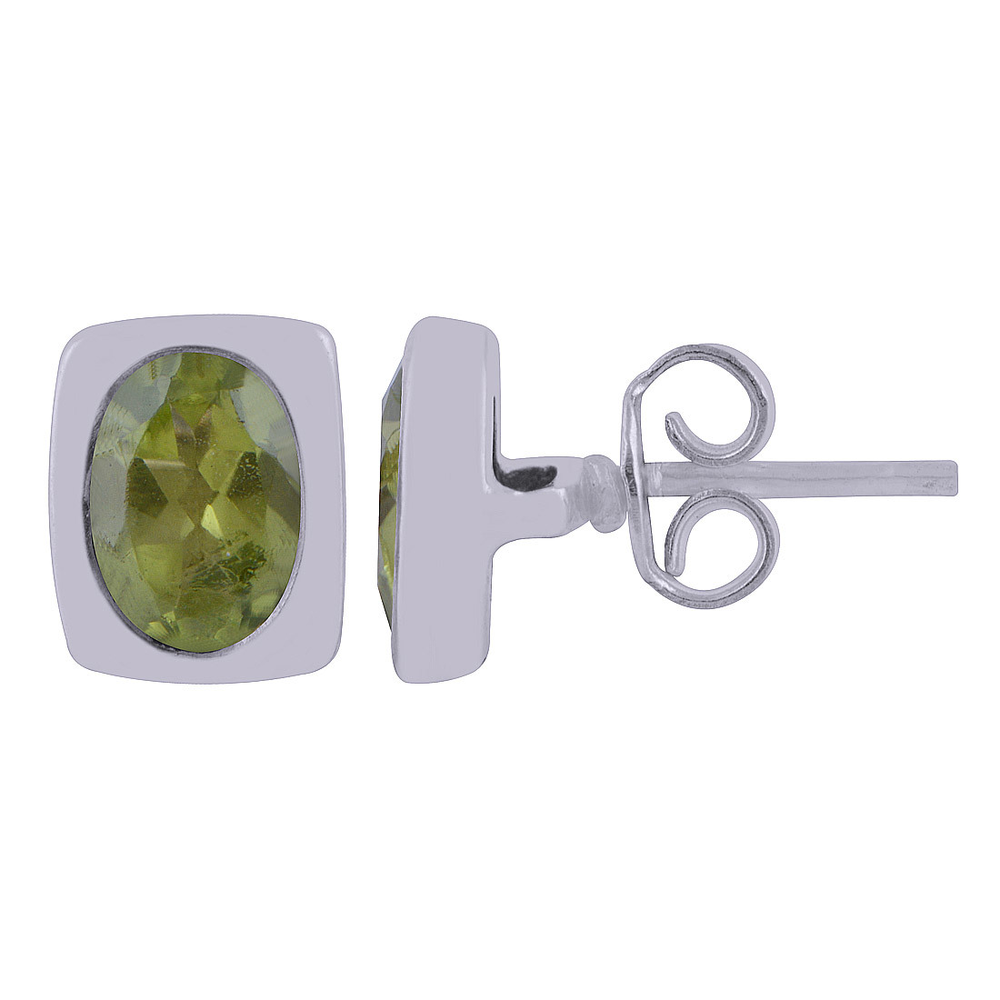 Peridot Natural Gemstone 925 Sterling Solid Silver Oval Cut Stone Handmade Stud Earrings
