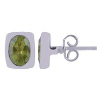 Peridot Natural Gemstone 925 Sterling Solid Silver Oval Cut Stone Handmade Stud Earrings