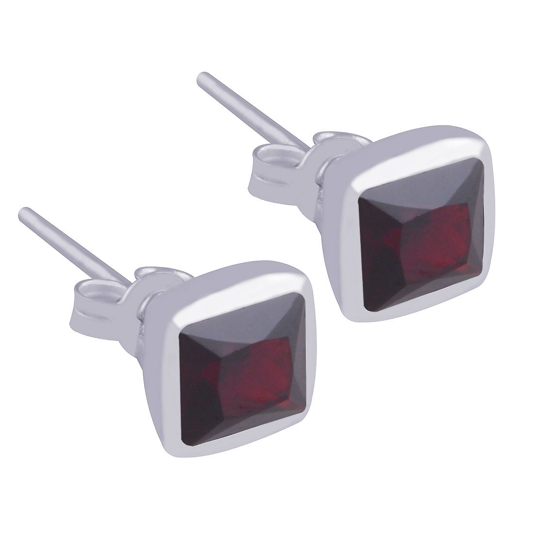 Citrine Natural Gemstone 925 Sterling Solid Silver Square Cut Stone Handmade Stud Earrings