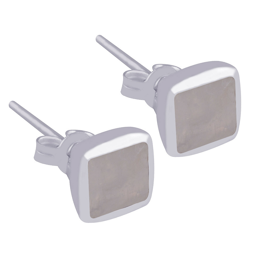 Citrine Natural Gemstone 925 Sterling Solid Silver Square Cut Stone Handmade Stud Earrings